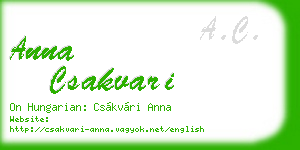 anna csakvari business card