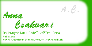 anna csakvari business card
